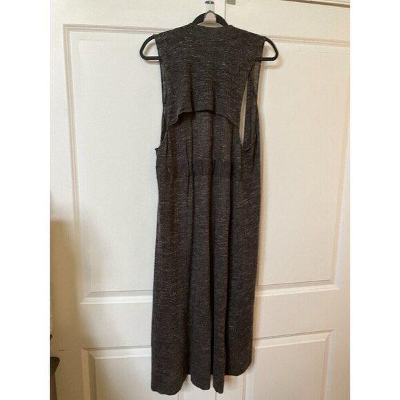 Free People Cardigan Womens Medium Black Gray Knit Sleeveless Boho Duster - Picture 5 of 7